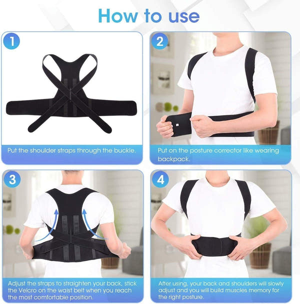 Posture Corrector Belt — Unisex Back Support Brace for Instant Spine Alignment & Shoulder Correction | Adjustable Widened Belt, Breathable Design & Magnetic Lumbar Support for Pain Relief