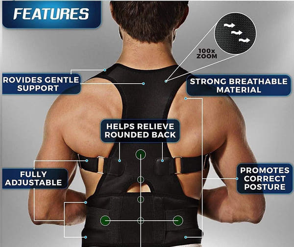Posture Corrector Belt — Unisex Back Support Brace for Instant Spine Alignment & Shoulder Correction | Adjustable Widened Belt, Breathable Design & Magnetic Lumbar Support for Pain Relief